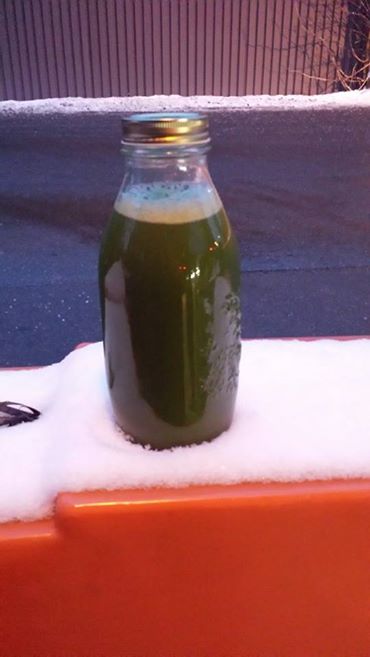 Big Ol’ Bottle of Green Juice | Red Garage Door