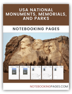 USA National Monuments, Memorials, and Parks Notebooking Pages
