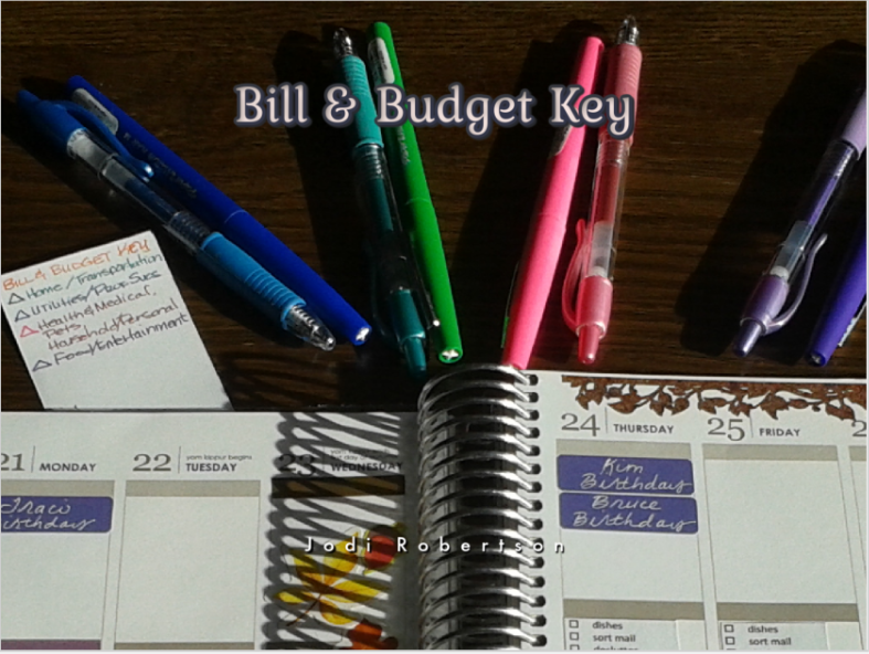 Bill & Budget Color Code Key