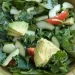 Panera-Inspired Seasonal Greens Salad with arugula, avocado, cucumber, tomato, and balsamic vinaigrette.