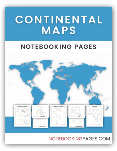 Continental Maps Notebooking Pages