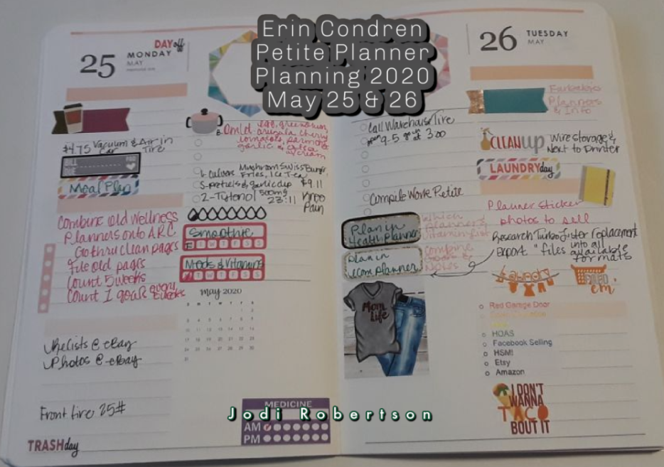 Erin Condren Petite Planner Planning 2020 May 25 & 26