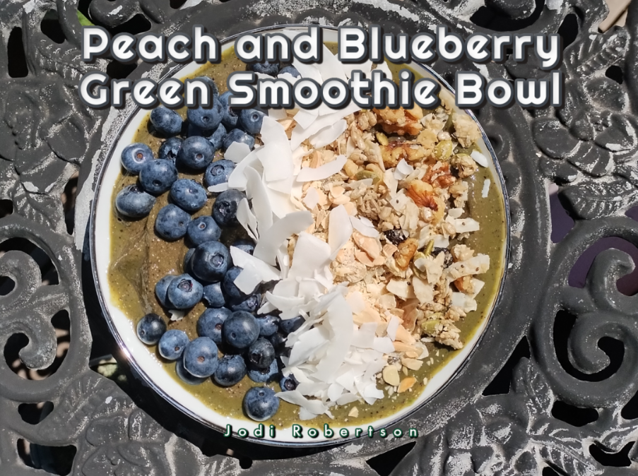 Peach and Blueberry Green Smoothie Bowl