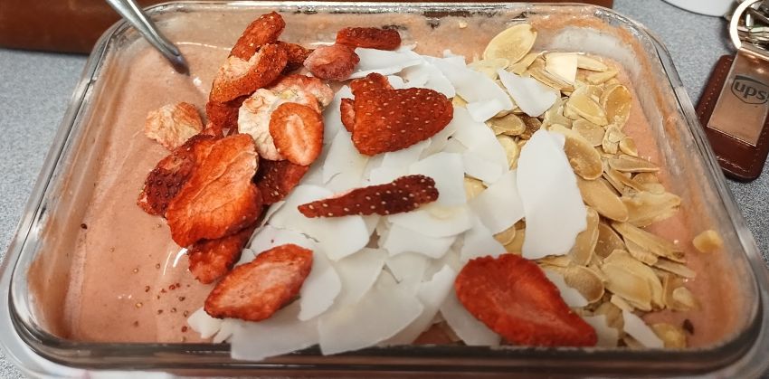 Strawberry and Salted Caramel Smoothie Bowl