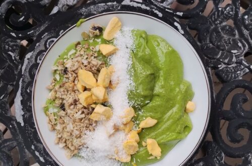 Tropical Green Cake Batter Power Smoothie Bowl